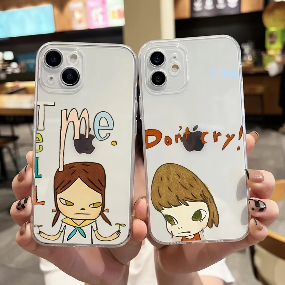 Yoshitomo Nara Art Painting Phone Case For Iphone 15 11 13 14 Pro Max 7 8 Plus X Xr Xs Max 16pro 12mini Transparent Cover