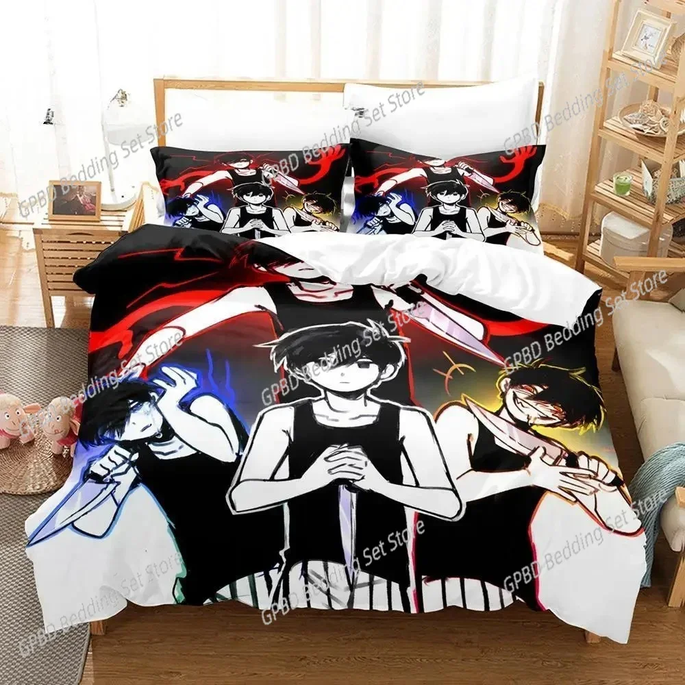 Kawaii Omori Bedding Set Single Twin Full Queen King Size Bed Set Aldult Kid Bedroom Duvetcover Set 3D Print Anime Bed