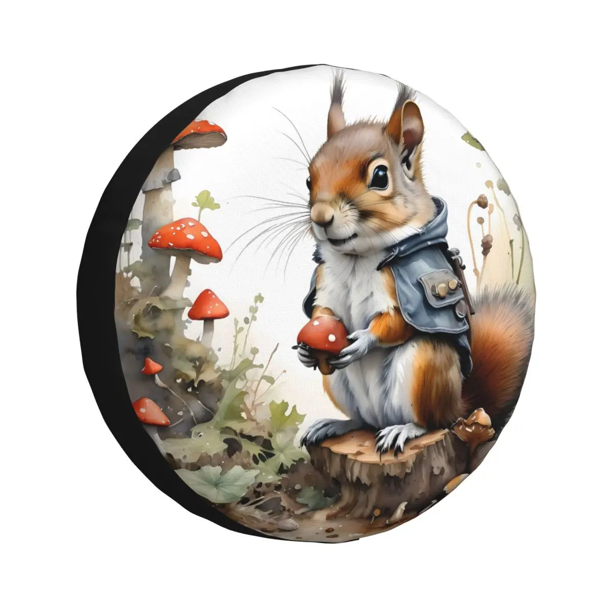 Squirrel Picking Mushrooms Spare Tire Cover for Jeep Mitsubishi SUV RV Car Wheel Protectors Accessories 14