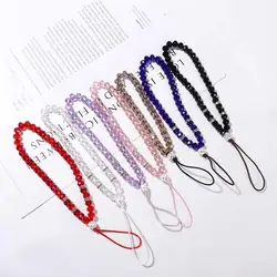 Charm Hand Wrist Lanyard Crystal Beads Key Lanyards Mobile Phone Straps Phone Lanyards Crystal Phone Straps Mobile Phone Chain