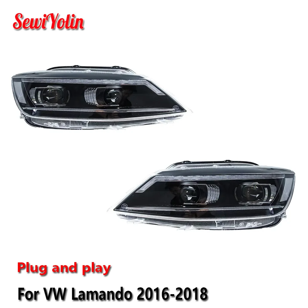 Car LED Headlight Light Assemblies For VW Lamando 2016-2018 Auto Fog DRL Brake Turn Signal Lamp Plug and Play