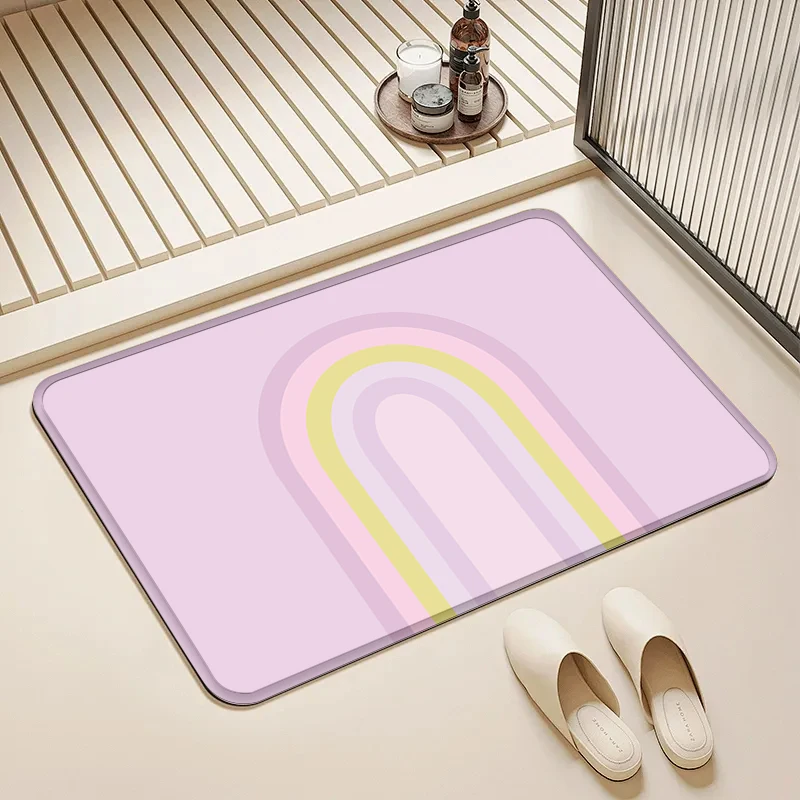 

Pastel Rainbow Door Mat Non-Slip Absorbent Floor Rug for Home Bathroom Kitchen Kids Room Decor