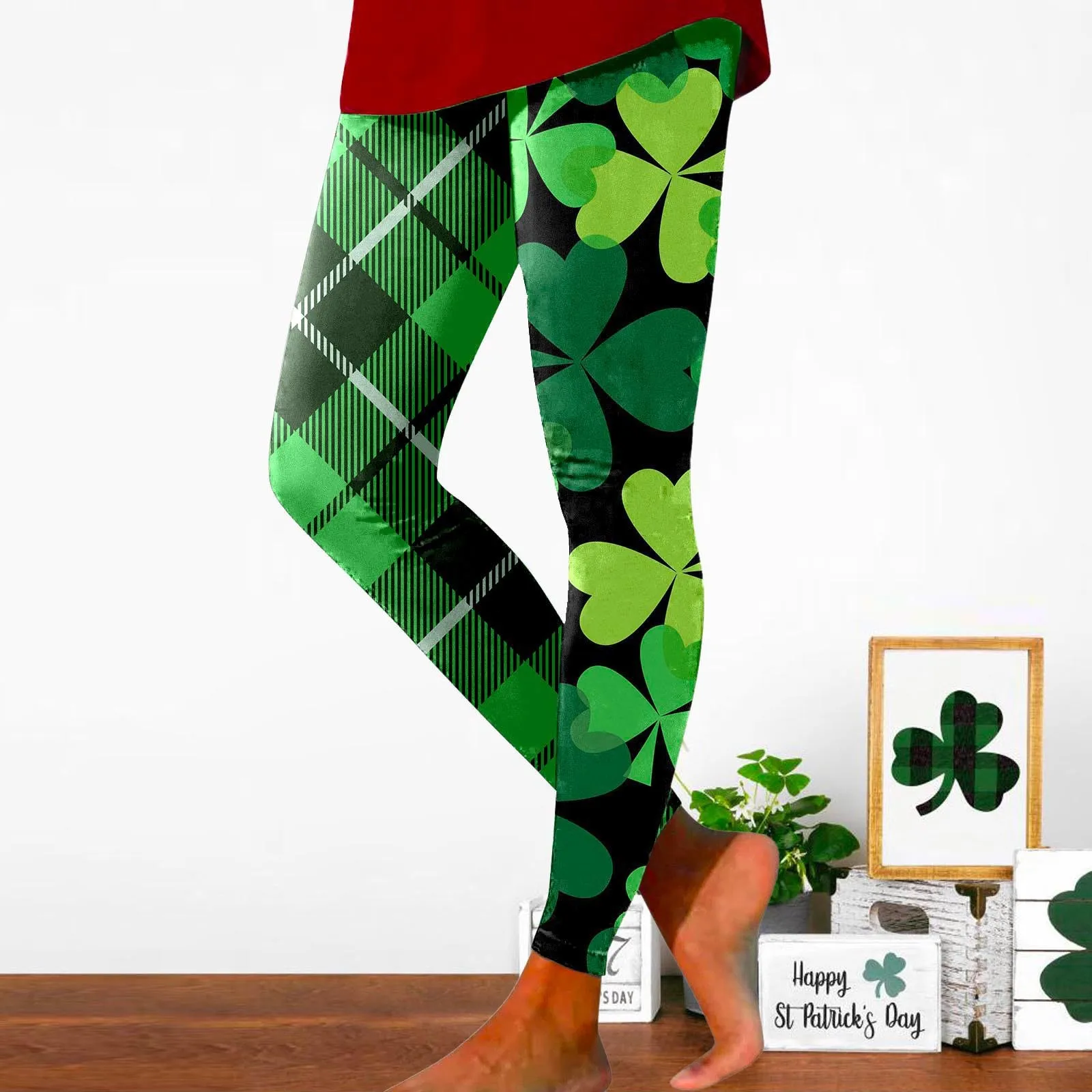 Saint Patricks Pat St Paddys Day Leggings Women  Yoga Gym Workout Tights Pantalones Girls Push Up Legging Pants Autumn Spring