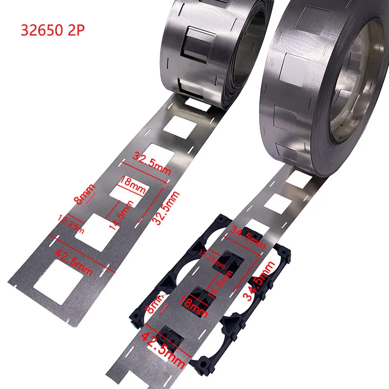 1m/2P nickel strip 32650 Bttery connecting piece nickel plated nickel strip 0.15mm thick 32.5/34.5mm for 32650 battery electrode