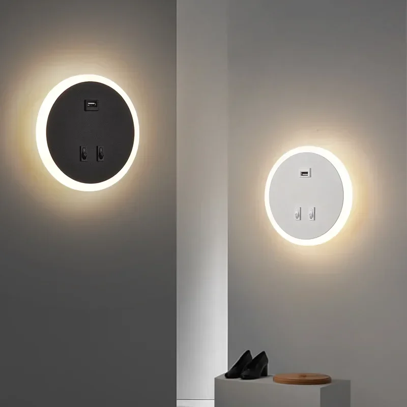 

Nordic Living Room USB Wall Lamp Aisle Hallway Corridor Background LED Lighting With Switch Bedroom Bedside Decor Ambient Lamp