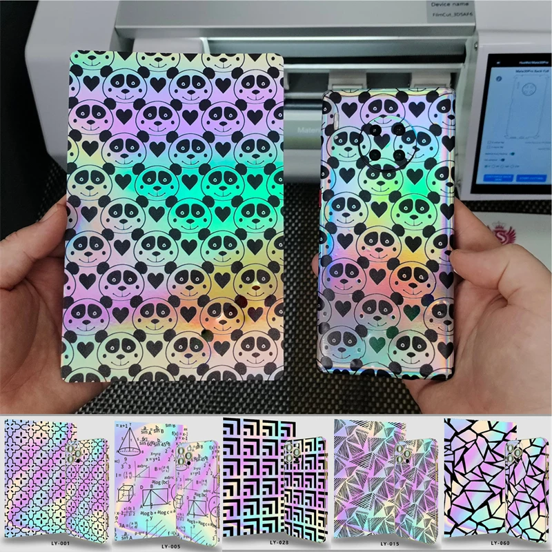 50 Pcs Laser Printing Back Film Sticker Colorful Shinny Mobilephones Back Cover Protective Film for Cutting Machine Decoration