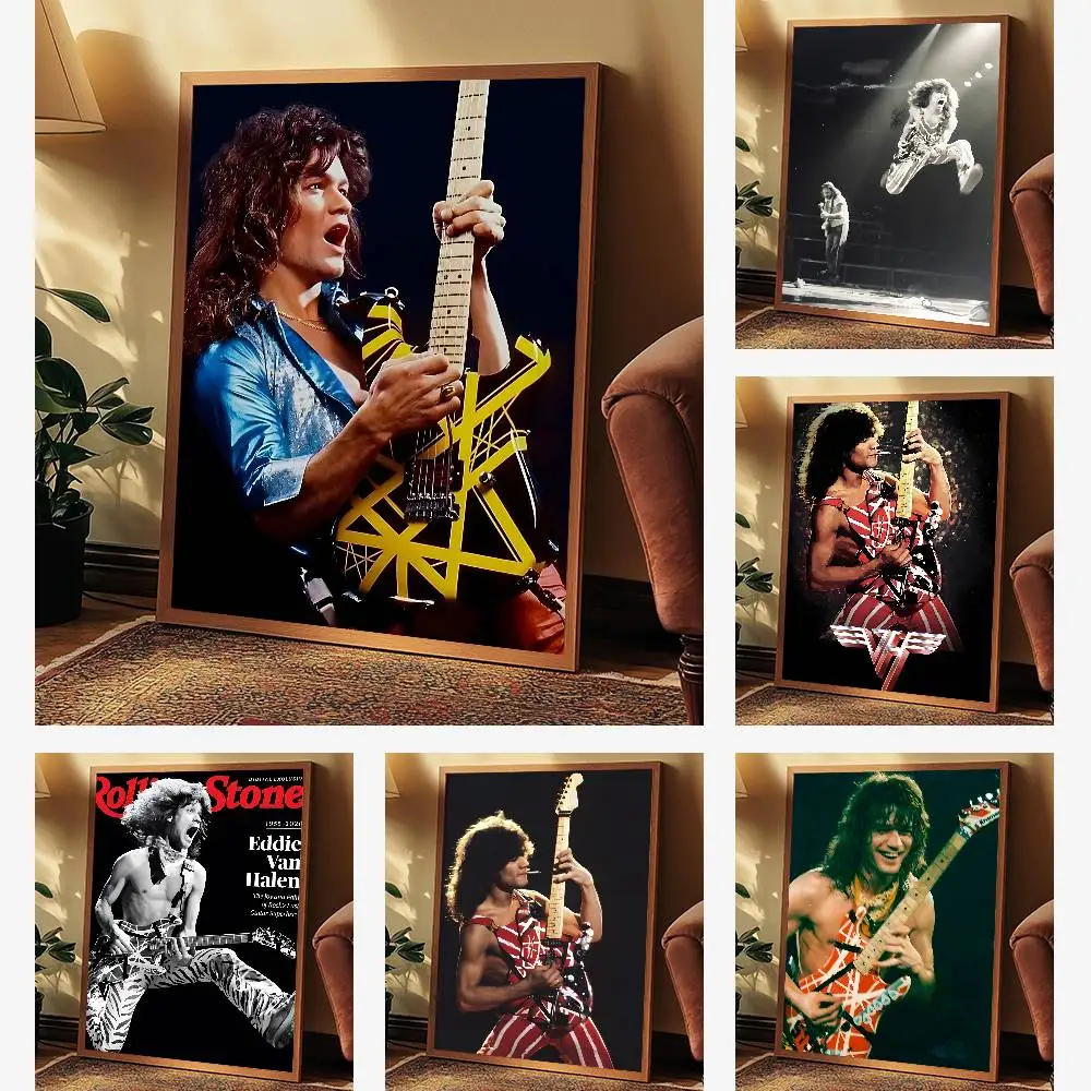 Eddie Van Halen Poster  Self-adhesive Art Waterproof  Sticker Coffee House Dorm Room Wall Decor