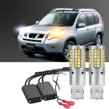 2pcs For Nissan X-Trail T31 2007-2014 Front Turn Signal + Led DRL Daytime Running Light Canbus Error Free