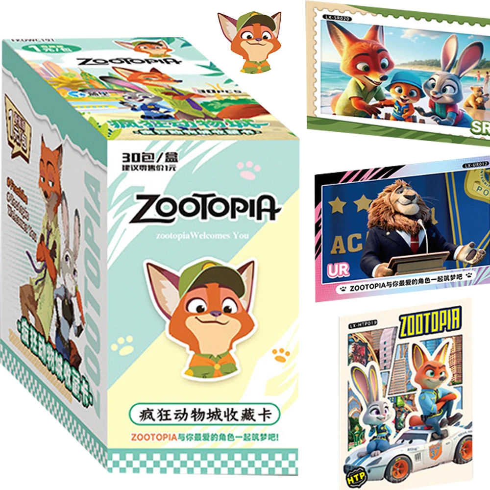 

Genuine Zootopia Collection Card for Children Popular Disney Animated Movie Characters Judy Nick Rare Relief Card Table Toy Gift