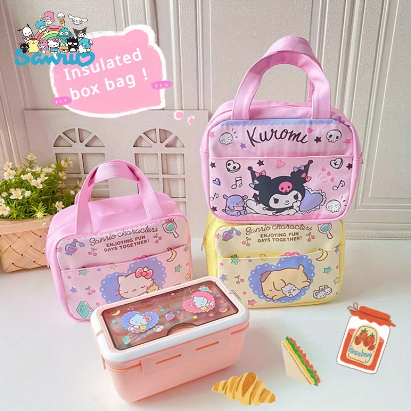 Hellokitty cartone animato giapponese Kuomi borsa per il pranzo isolata carina comoda borsa Bento portatile pieghevole