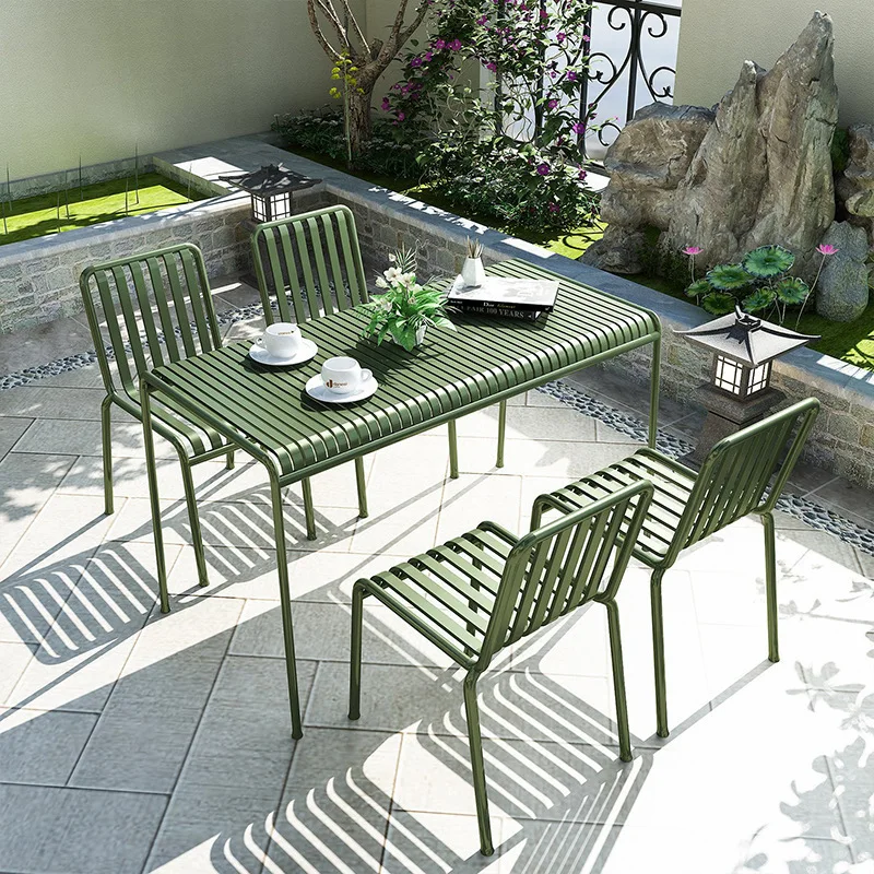 

Internet celebrity wrought iron outdoor tables and chairs milk tea shop restaurant outdoor leisure complete