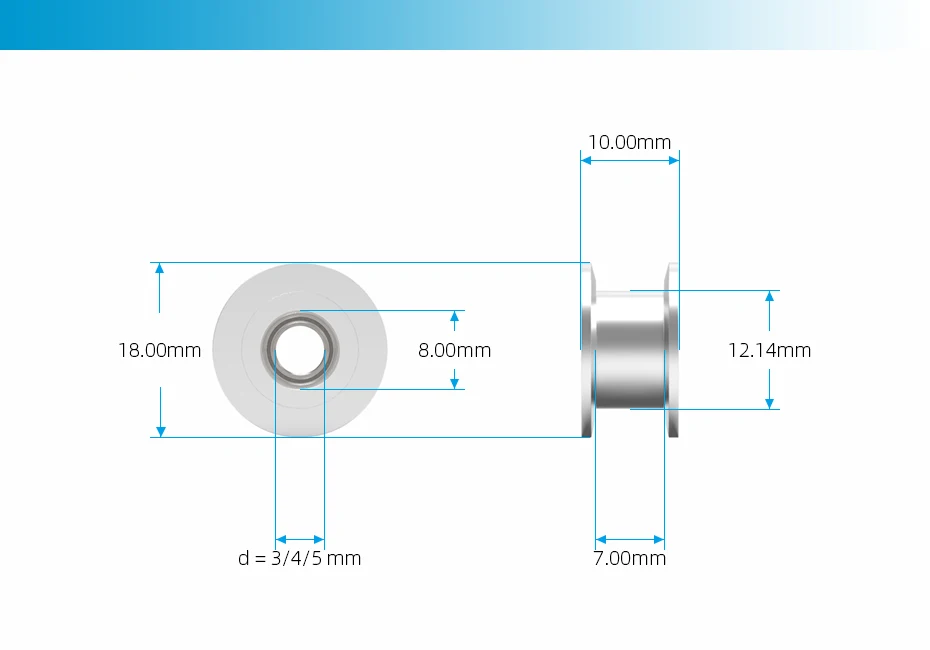 2GT 20 Zähne Synchronrad Umlenkrolle Schwarz Bohrung 3/4/5/6/8 mm mit Lager für GT2 Zahnriemen Breite 6/10 mm 20 Zähne – Detail 2