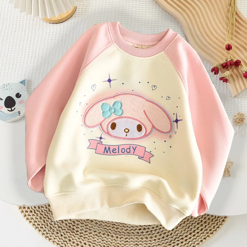 Cartoon Cute Sanrio Children's Black Beauty Cinnamon Dog My Melody Pure Cotton High Quality Children's Long Sleeve Sweatshirt