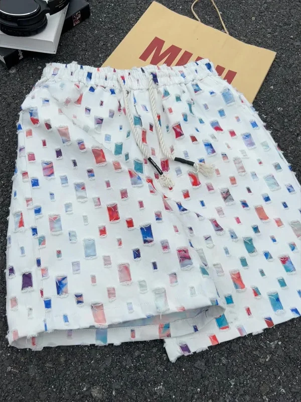 

American High Street Men's ort Pants Summer Trendy Brand Premium Feeling Cool Loose Straight Tube Five-Quarter Pants