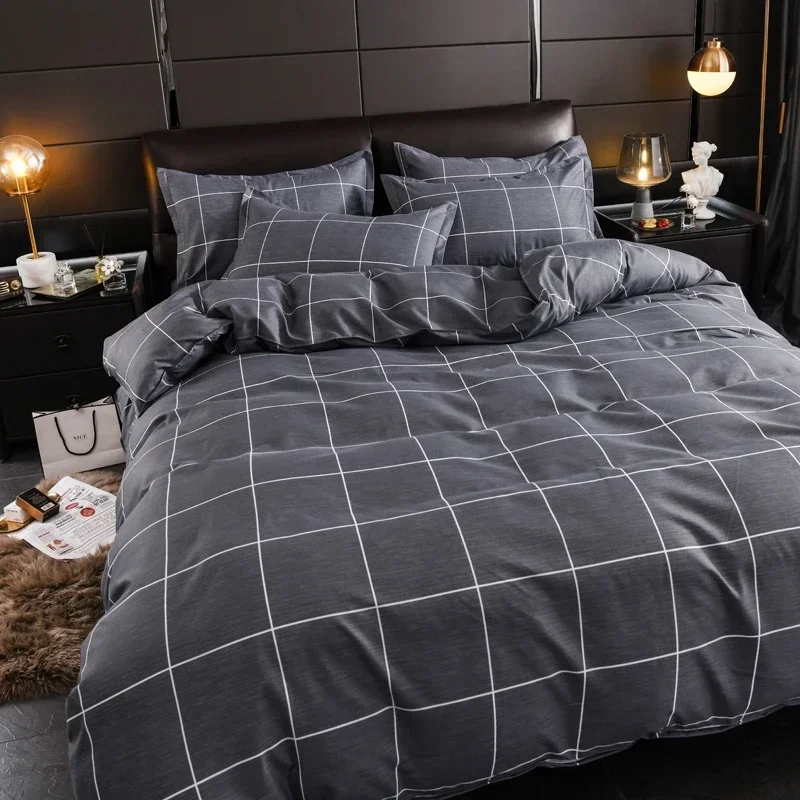 Nordic Style Simple Plaid Duvet Cover King Size,220x240/150x200 Quilt Cover,Microfiber Soft Duvet Cover 200x230【No Pillowcases】