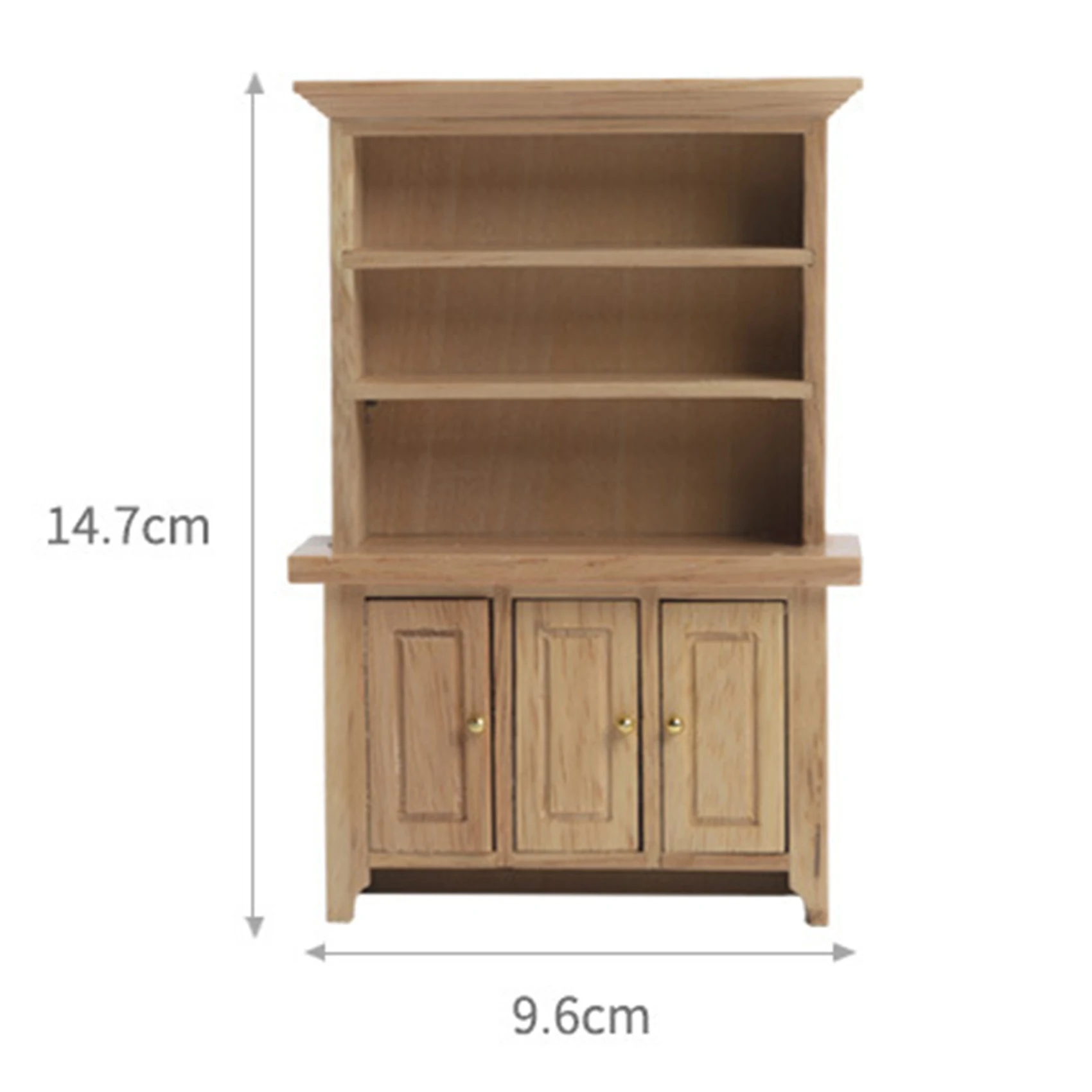 

T84C-1/12 Scale Dollhouse Wood Three-Door Vertical Cabinet Miniature Showcase For House Furniture Decor Accessories