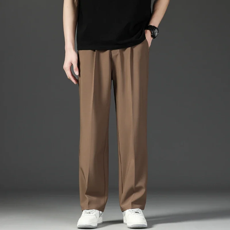 2024 New Casual Pants Korean Men's Pants Straight Loose Sweatpants Soft Fashion Draping woven Wide Leg Long Baggy Trousers