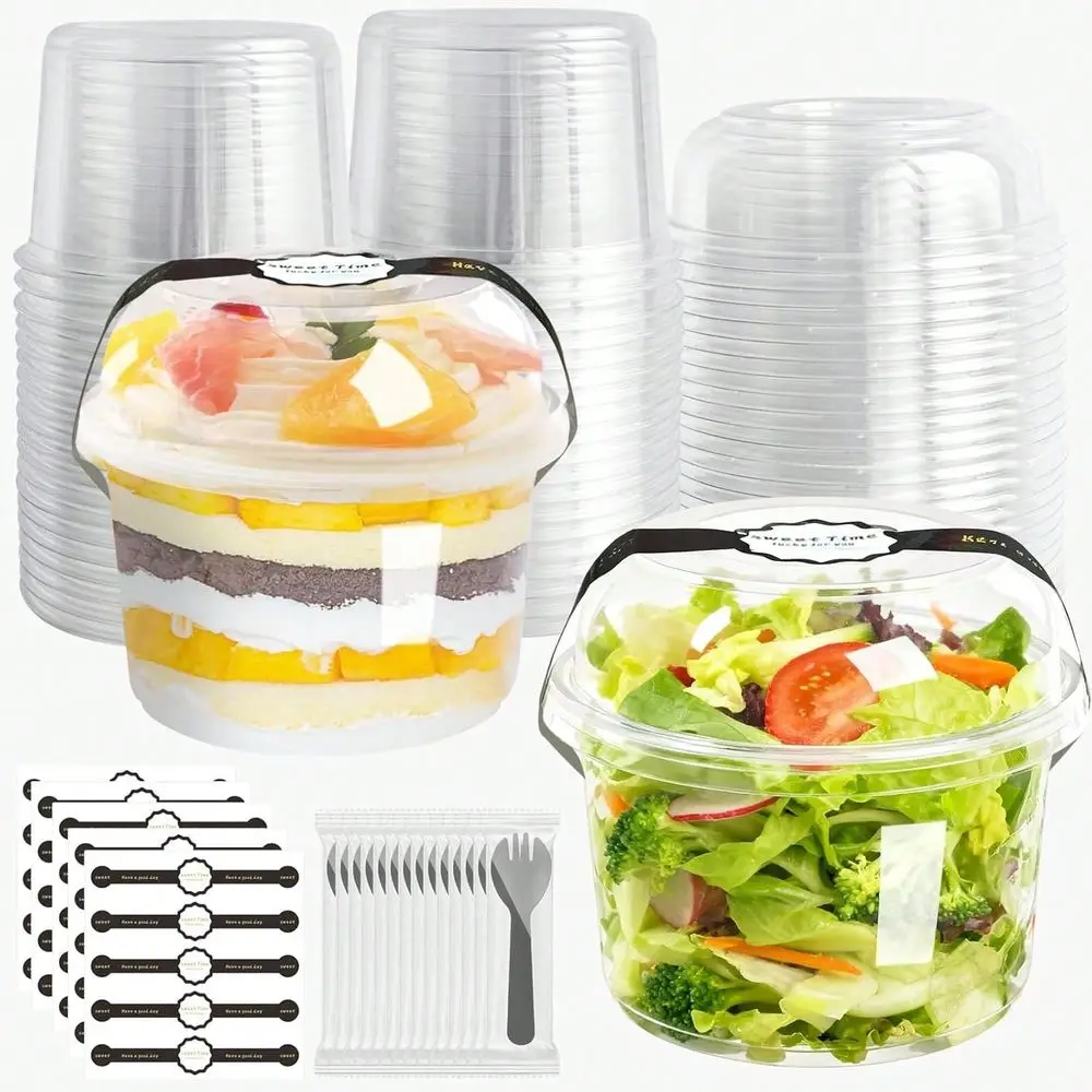 

Food Containers With Lids And Spoons 50 Pa 16oz Parfait Dert Fruit Salad Cups Take Out Meal Prep Salad Bowls For Lunch, ToGo Pa