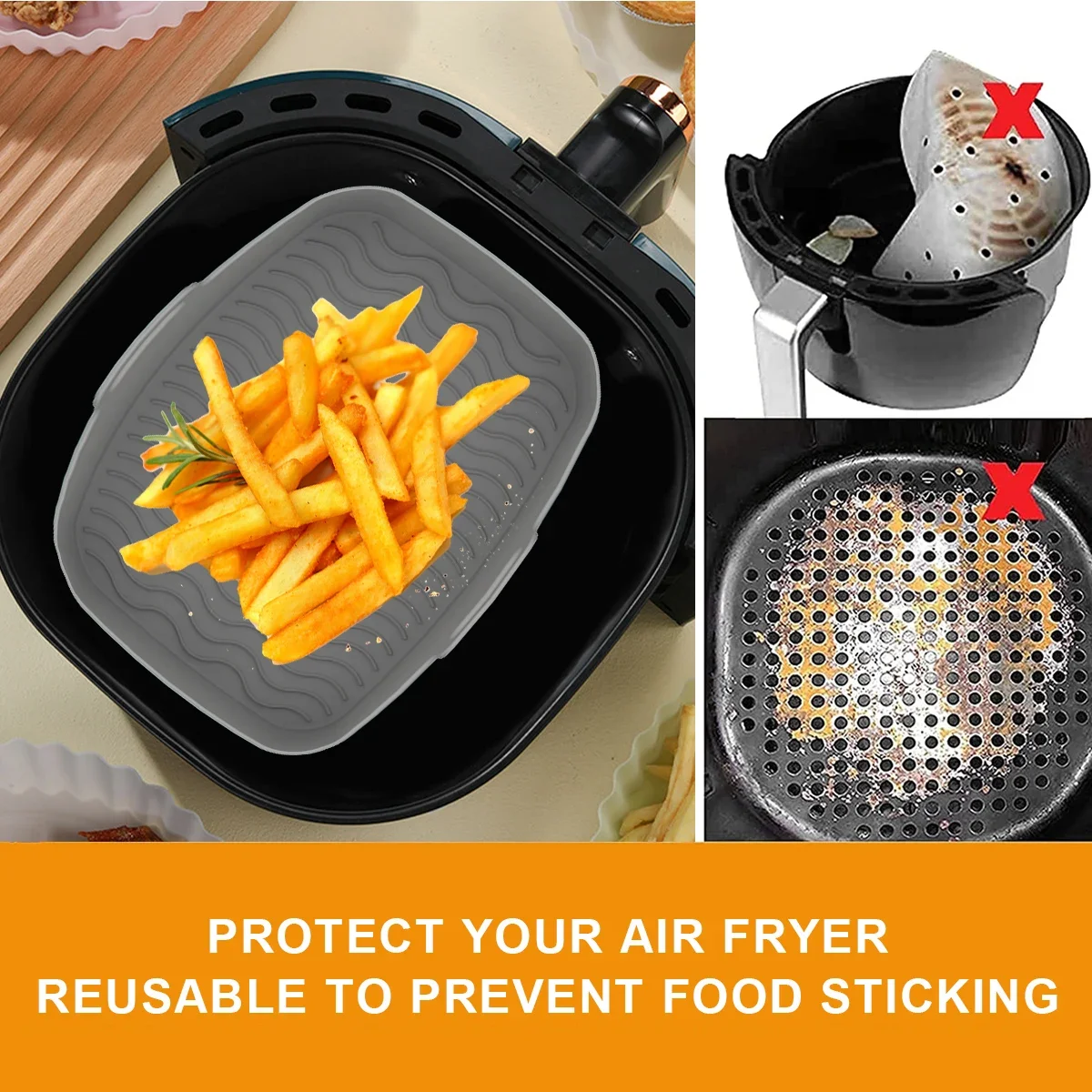 Silicone Air Fryer Liner for Ninja Dual AirFryer Accessories Reusable Silicone Pot Grill Pan Baking Basket Kitchen Accessories