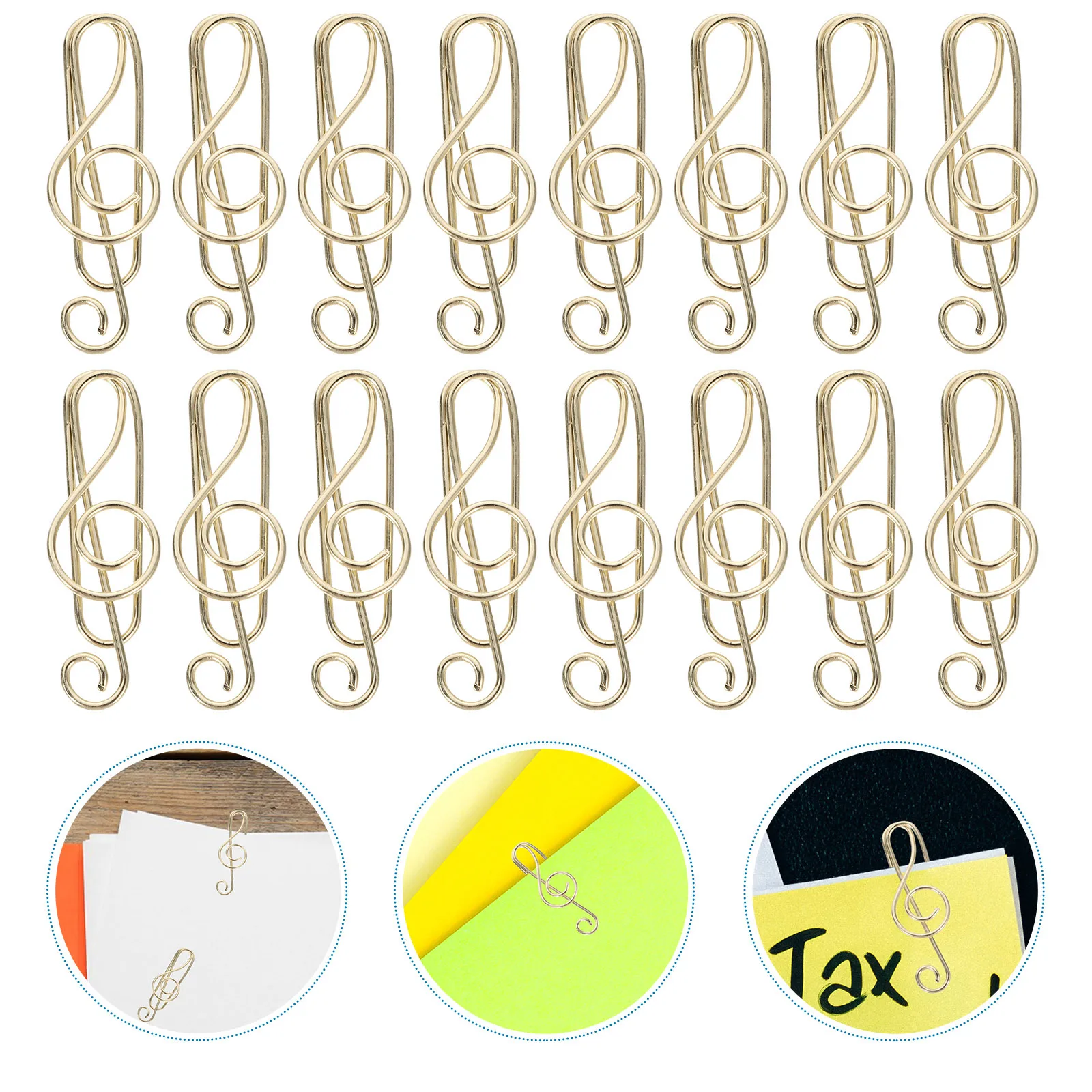 50Pcs Music Note Shaped Paper Clips Carbon Steel Creative Design Decorative Organizer for Office School Files Documents