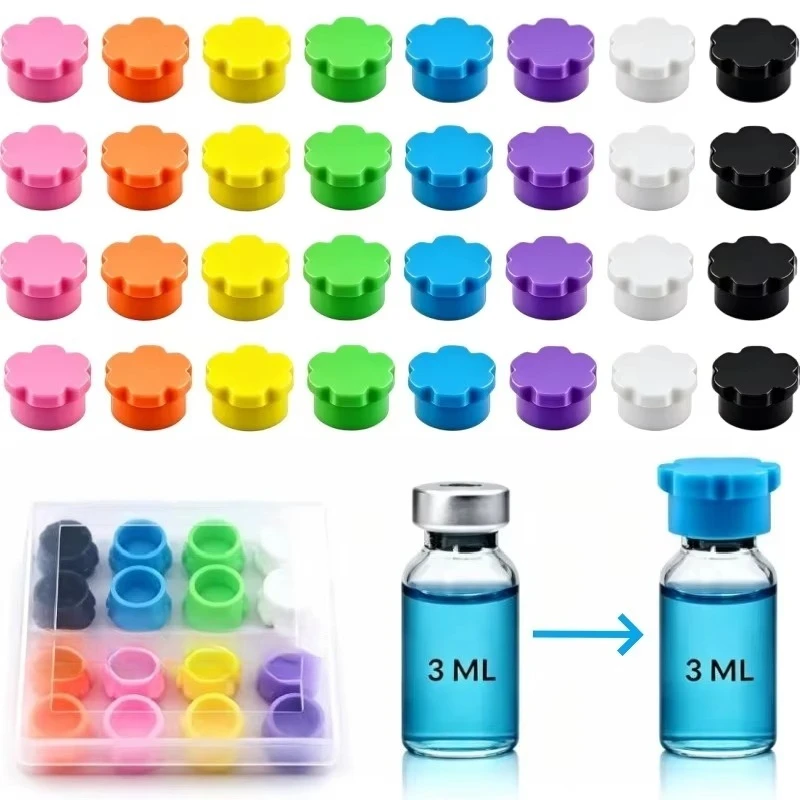 Silicone Peptide Vial Caps 3ml Glass Vials Silicone Reusable Seals Covers for 3ml Vials Fit Vial Holder Box Storage Accessories