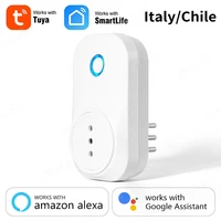 Enchufe inteligente Tuya de Italia, Chile, WiFi, Monitor de potencia de 16A, función de sincronización, Control por aplicación Smart Life, funciona con Alexa y Google Home