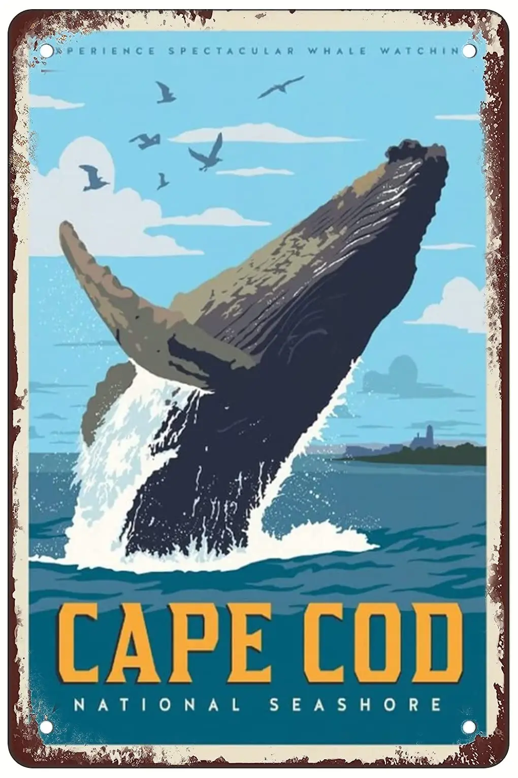 Cape Cod National Seashore Vintage Tin Metal Funny Novelty Metal Sign Retro Wall Decor for Home Gate Garden Bars Restaurants Caf