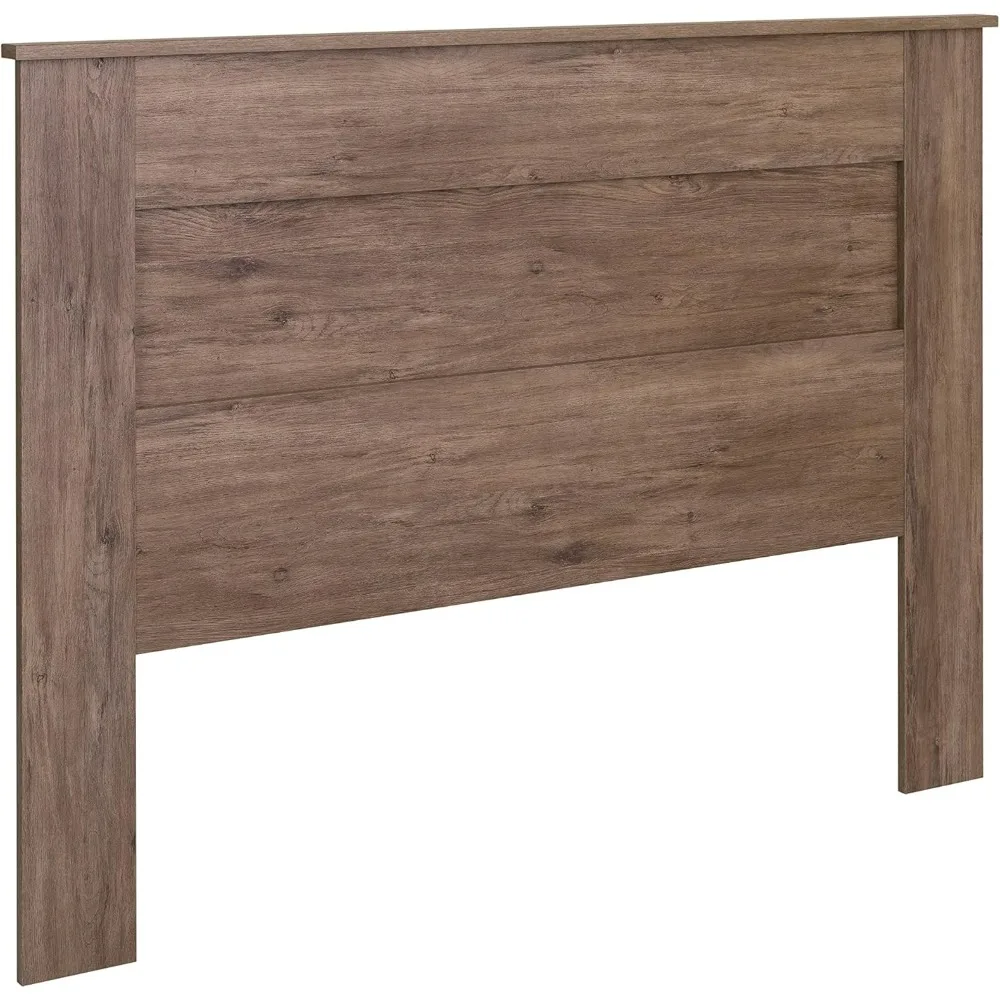 Headboard tempat tidur queen panel datar yang elegan, desain kayu minimalis, kedalaman 2,25 inci x lebar 64,5 inci x tinggi 48 inci, warna abu-abu driftwood