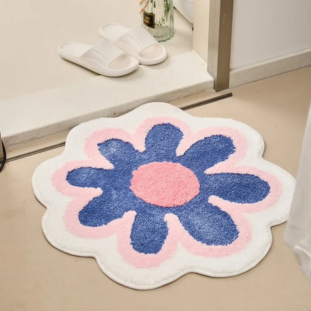 Simple Ins Non Slip Bath Mat Rug Ultra Soft Machine Washable Imitation Cashmere Carpet Daisy Absorbent Door Mat Living Room