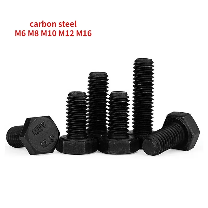5/10/20pcs 12.9 Grade Left Hand Thread Outer Hexagon Screw Hexagonal Bolt M6 M8 M10 M12 M16 Thread Length 12mm-60mm