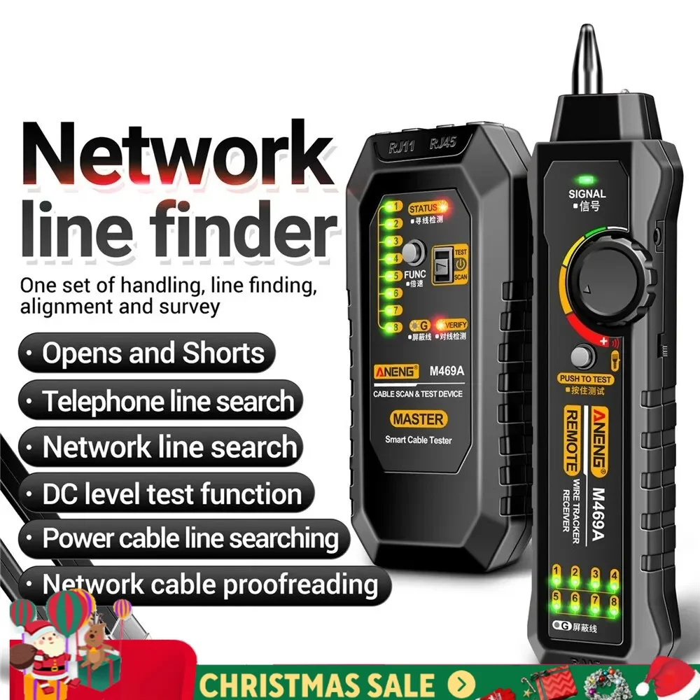 M469A Network Cable Finder RJ45 RJ11 LAN Cable Finder Tester Anti-Interference Testing Instrument Network Repair Tester Tools