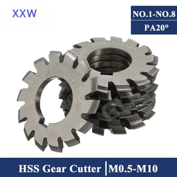 XXW Gear Milling Cutter M0.5 M1 M2 M3 M4 M5 M6 PA20 Modulus Degrees Disc Spur Gear Milling Cutter Straight Tooth Disc Bevel Gear