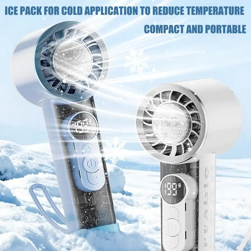 Portable Handheld Fan Rechargeable Clear Shell Cooling Fan for Outdoor Activities, Travel, Working Easy to Carry