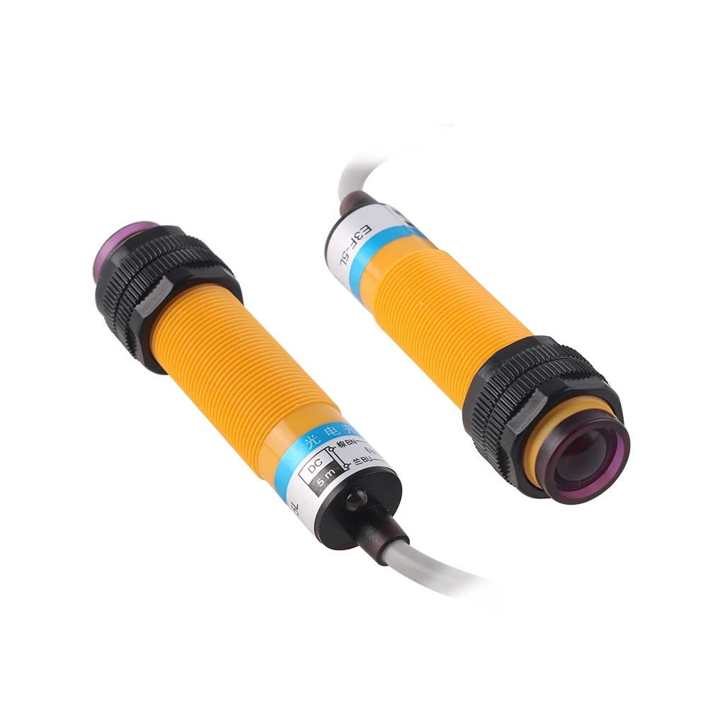 E3F-5D jarak deteksi 5m NO NC NPN PNP inframerah refleksi Relative sinar Laser fotolistrik Sensor Switch DC6-36V AC90-250V