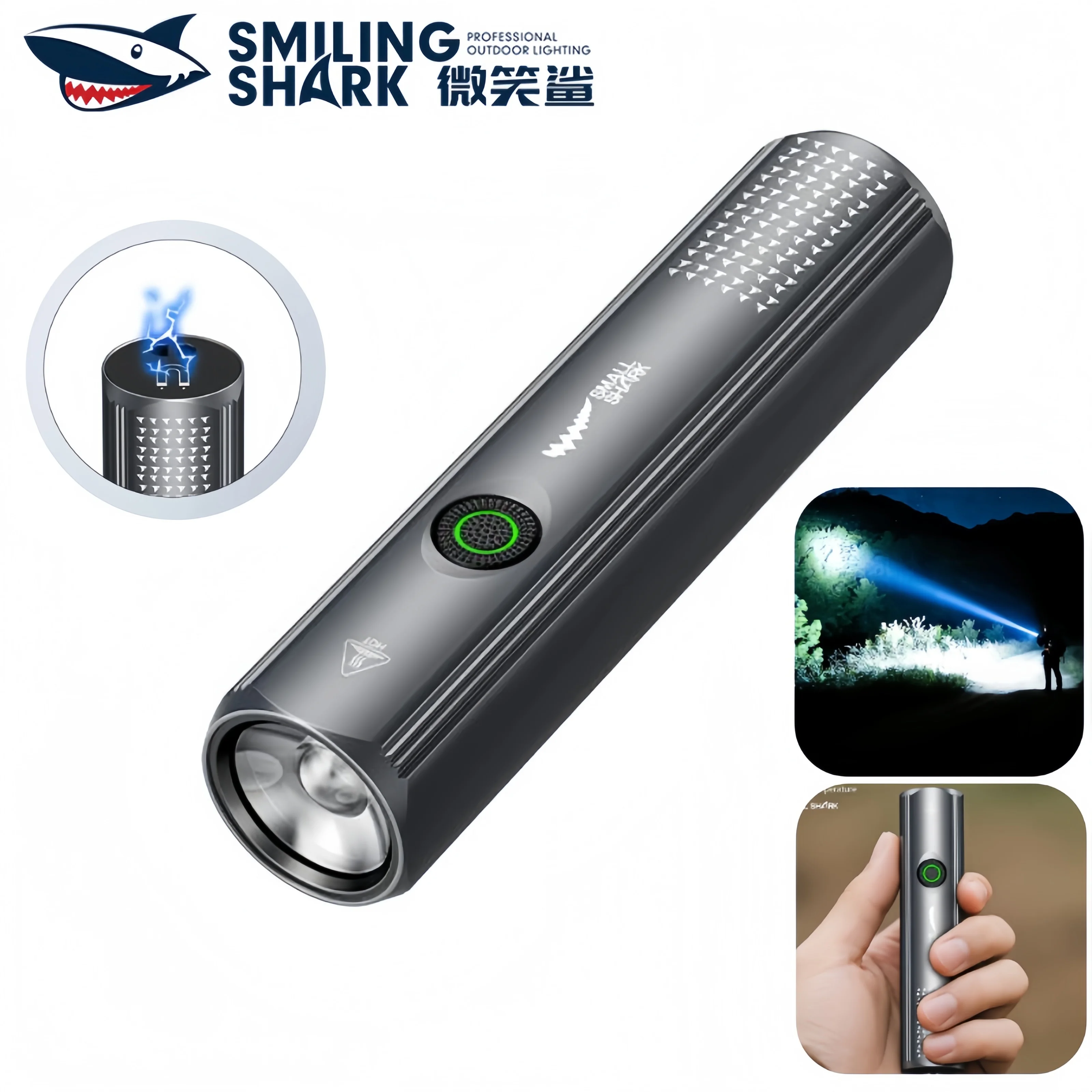 SMILING SHARK Mini Flashlight Small Torch Light LED Keychain Light Type c Rechargeable 4Mode Stepless Dimming  Pocket Light Z11