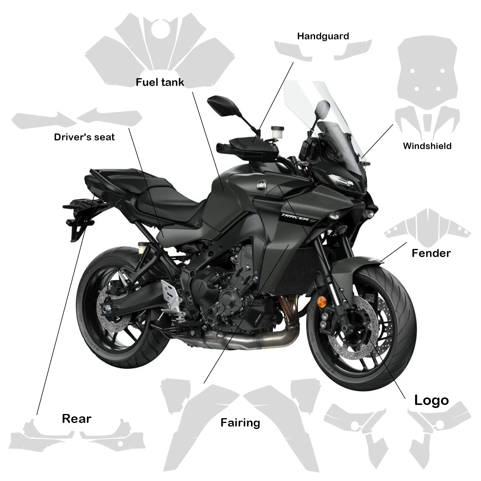 

TRACER 9 GT TPU Protective Film For YAMAHA Tracer9 gt PPF Paint Fairing Transparent Sticker Full Wrap Paint Protection Kit