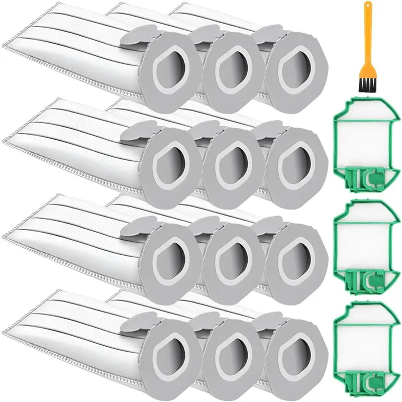 Набор из 12 сменных мешков для пыли A39M для пылесоса Vorwerk Kobold FP7 VK7 — пакеты VK7 включают 3 фильтра защиты двигателя