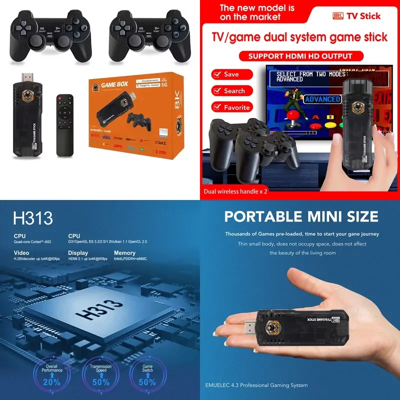 X8 Android 12.1 Controller Gamepad Portable Video Game Console 8K 4K 20000 + Games