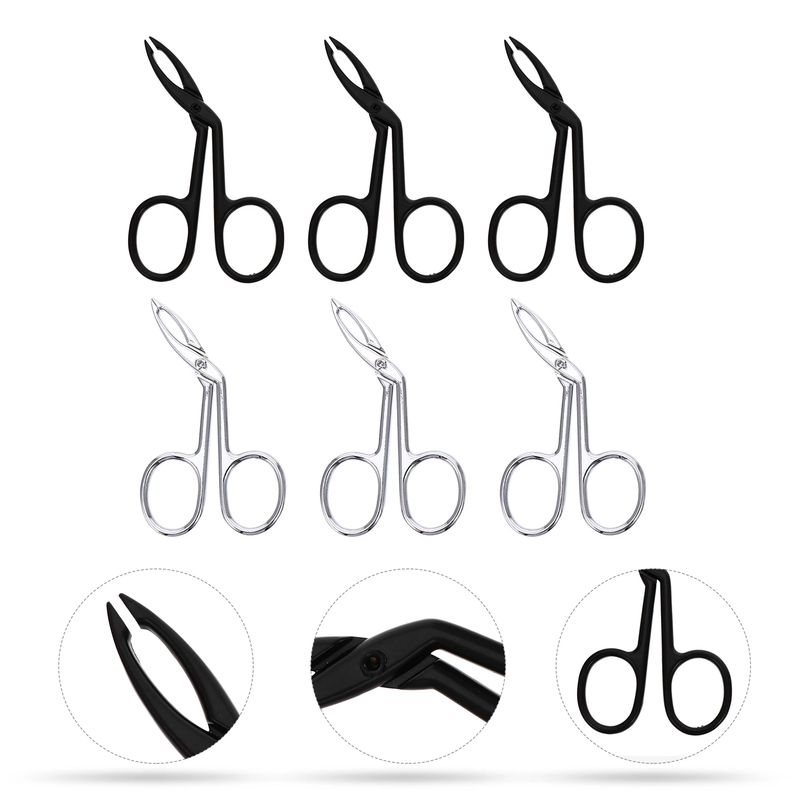 

6pcs Eyebrow Tweezer Stainless Steel Slanted Tip Tool Facial Hair Remover Nose Trimmer Rubber Buckle Easy