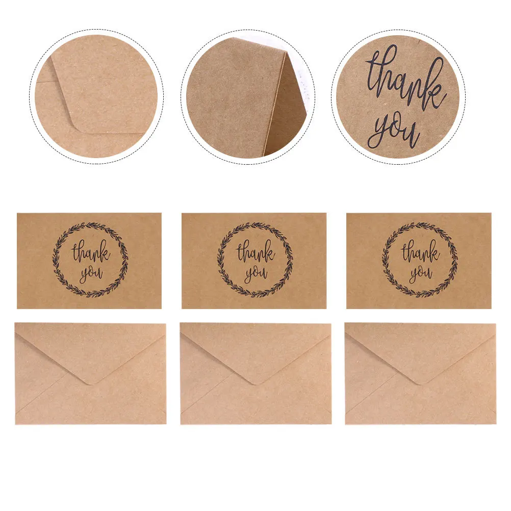 

20 Pcs Thank You Card Thanksgiving Cards for Friends Kraft Paper Thank-you Bride