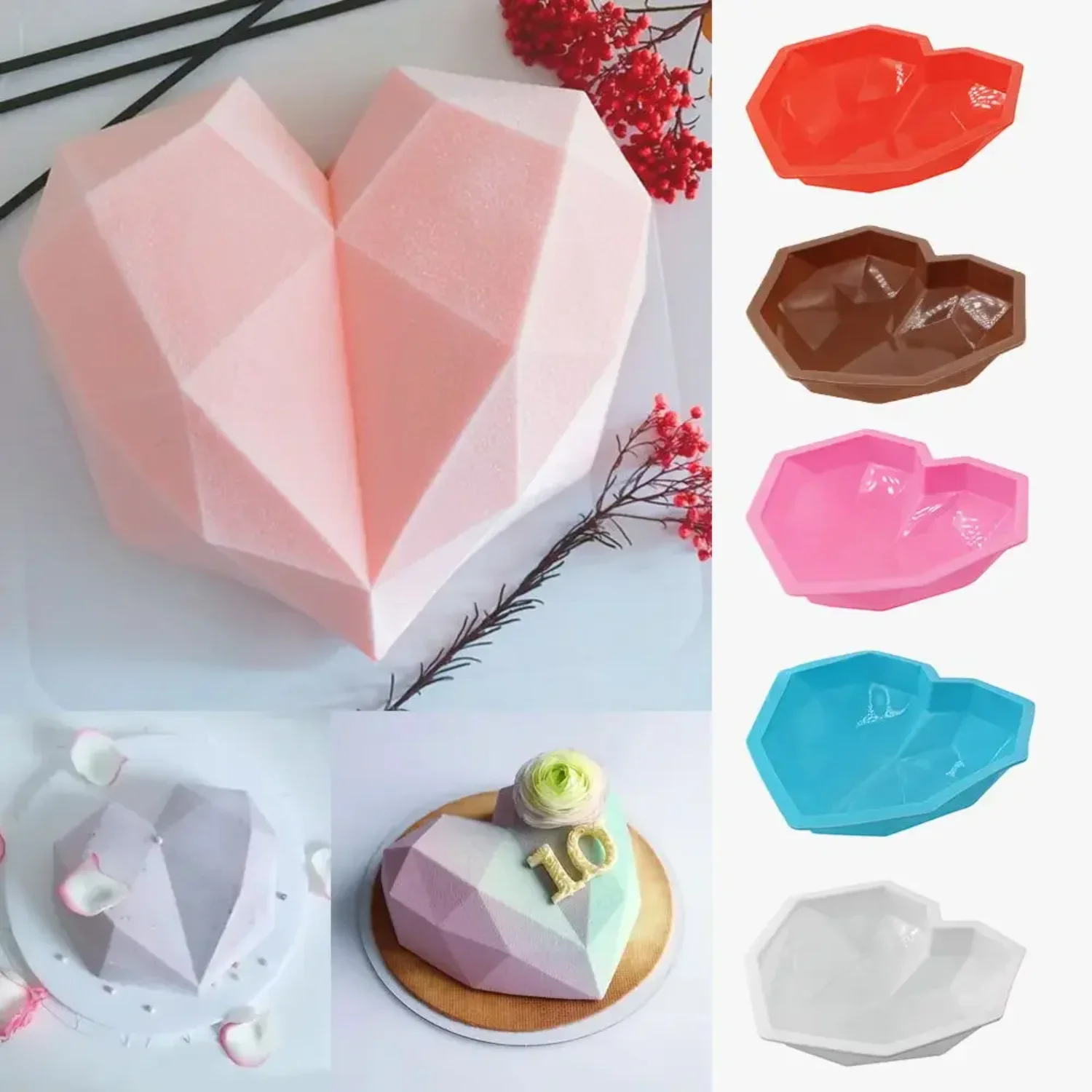 Heart Shaped Silicone Cake Mold Silicone Baking Pan  Pastry 3D  Heart Mold Cake Mousse Chocolate Silicone Pastry Molds