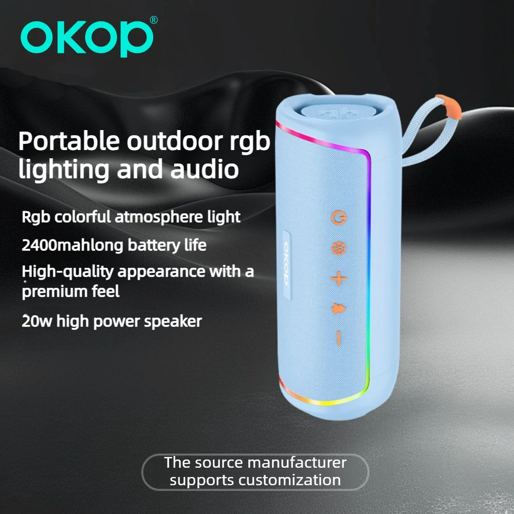 

OKOP AI Speaker Portable Bluetooth Speaker Insert Card Subwoofer Ambient Light Audio Long Battery Large Volume Speaker Jbl 범블비헬맷