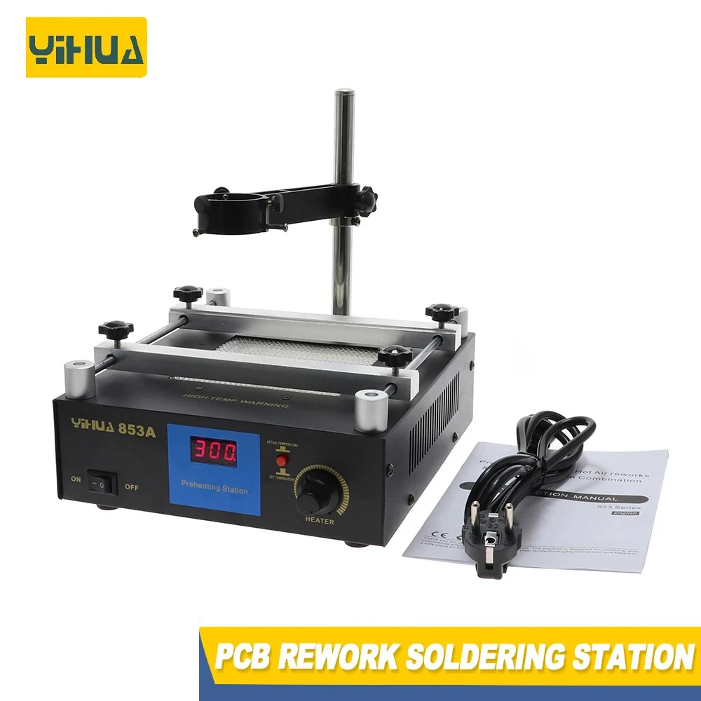 YIHUA 853A BGA Rework Soldering Station Preheating Desoldering Welding Tools PCB Holder Rework Soldering Station Bottom Heat