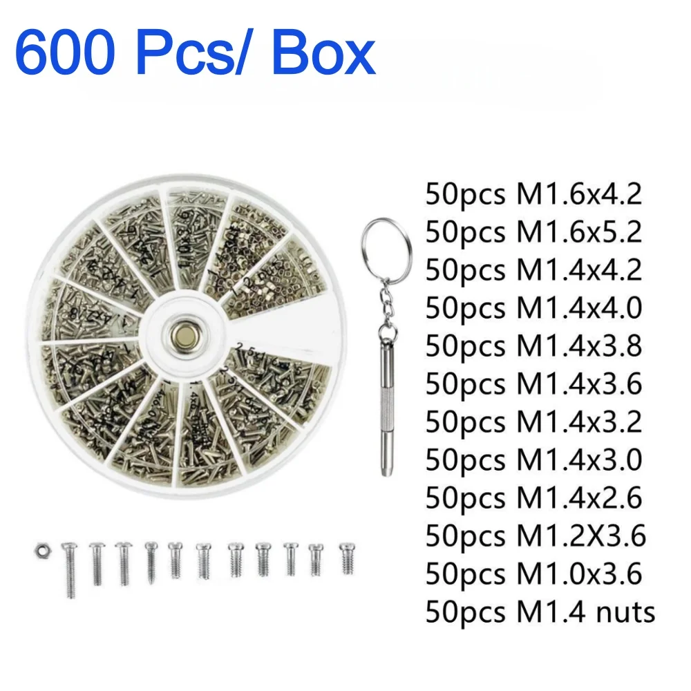 240/600 قطعة النظارات الشمسية أداة إصلاح مسامير المكسرات M1 M1.2 M1.4 M1.6 للساعات الزجاجية الهاتف Tornillos #3
