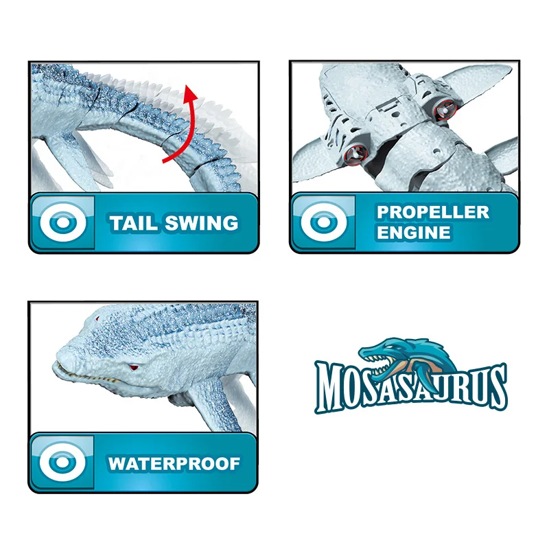 2,4G Control remoto natación Mosasaurus ballena agua eléctrica dinosaurio Ankylosaurus Brachiosaurus Triceratops juguete modelo Animal