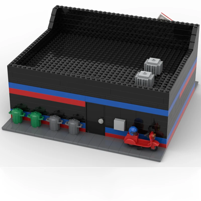 835 pçs moc marca de comida dominó pizza loja modular construção de negócios diy modelo blocos de construção brinquedos aniversário presente