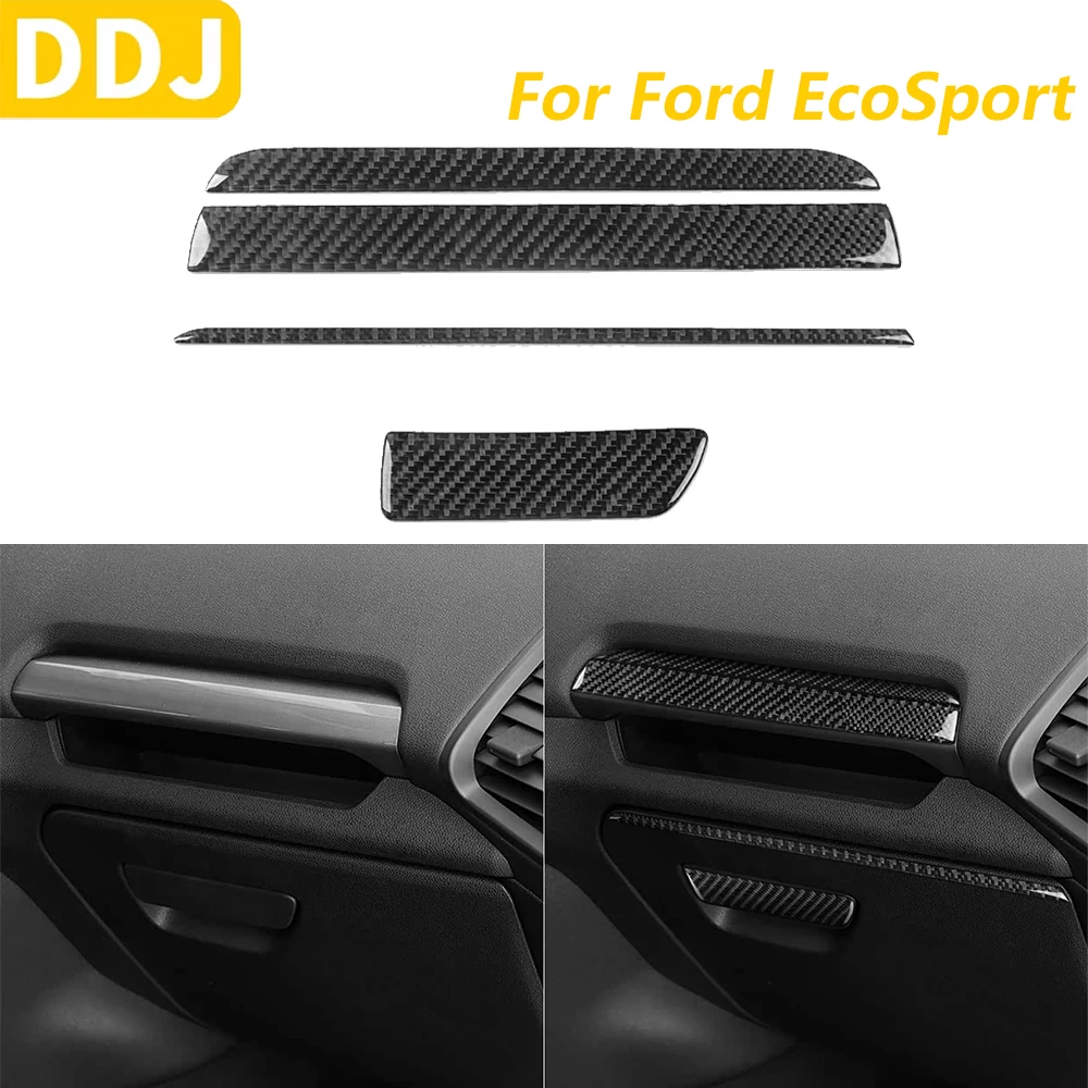 

Для Ford EcoSport 2018-2025 углеродное волокно второго пилота приборная панель ящик для хранения перчаток переключатель накладка набор автомобильных аксессуаров декоративная наклейка