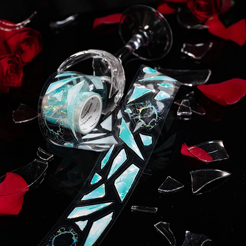 40mm * 2m 1 szt. Taśma PET naklejki kreatywność Scrapbooking konto ręczne klej ręcznie robione Diy Junk Journal zapasy rzemieślnicze