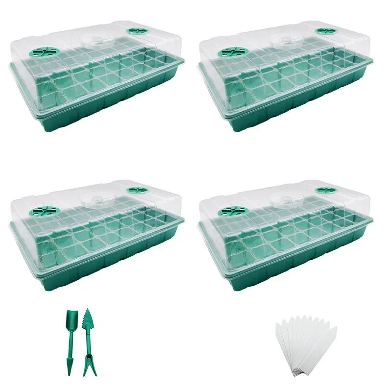 

4 Pack of 40 Grids Seed Starter Kit Plant Seeds Grow Box Seedling Trays Germination Box with Dome and Base