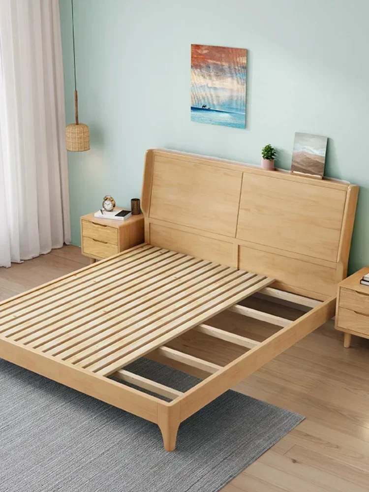 Solid Wood Cloud Bed 1.8 M Double Master Bedroom Marriage Bed Small Apartment 1.5 Modern Simple Silent Style